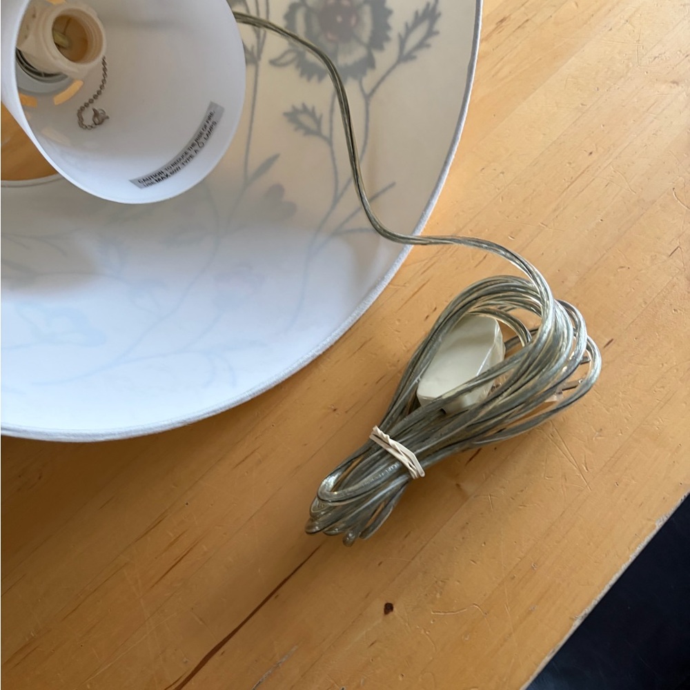 IKEA White and Gold Floral Fabric Lamp Shade - Picture 7 of 8